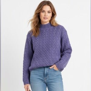 Callan Country Collection Sweater Merino Wool Ireland‎ Fisherman Lavendar Size M